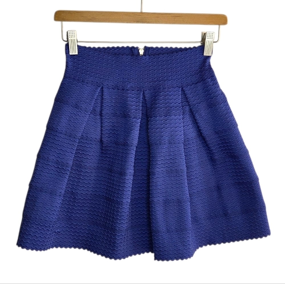 Aina Be Blue Stretchy Pleated Skater Circle Skirt Size Small